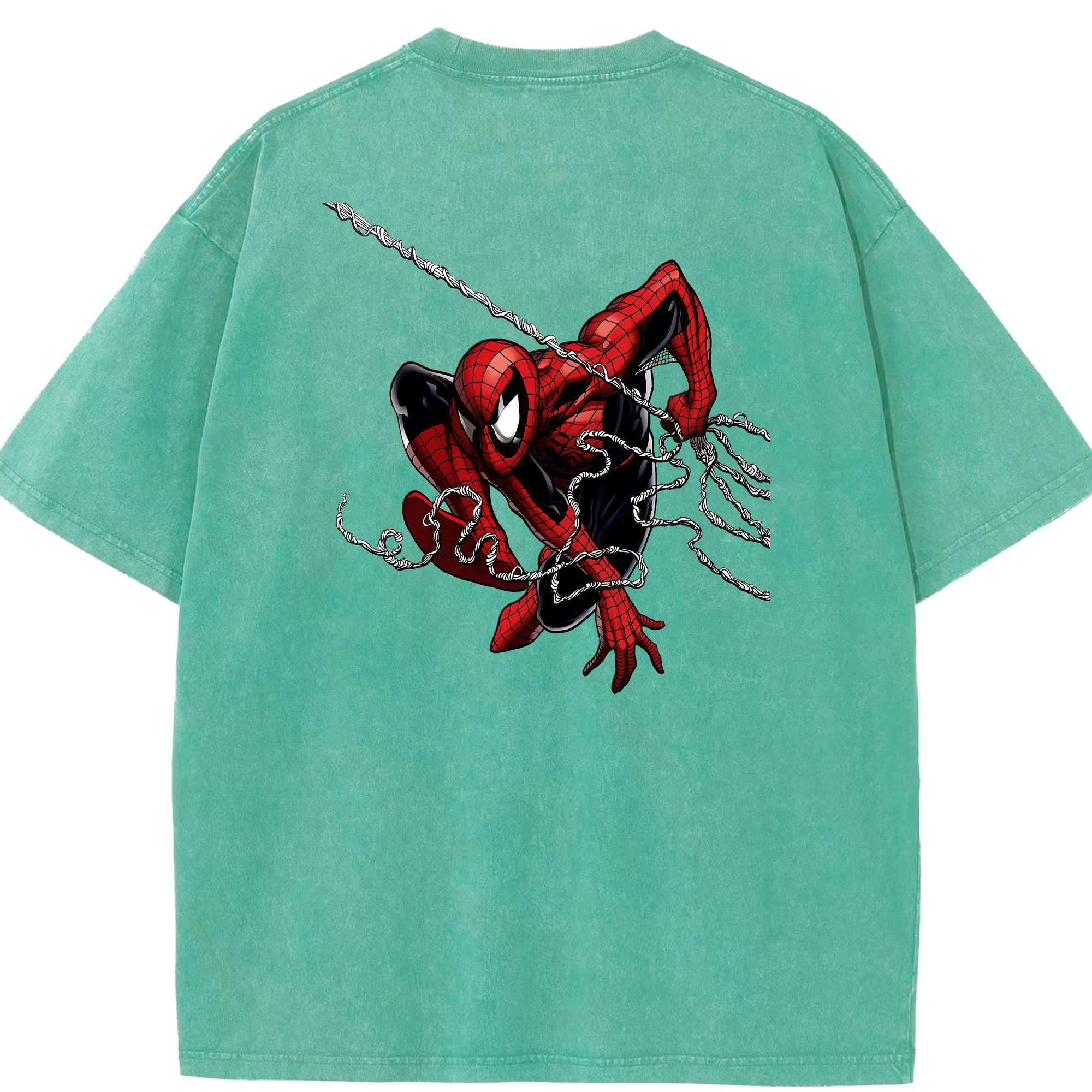 （画像用） Spider Man スパイダーマン 綿100% ヴィンテージ風 半袖Tシャツ（背面プリント）